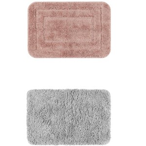Unique Bargains 2Pcs Non-Slip Extra Thick Microfiber Soft Plush Bath Mats - 1 of 4