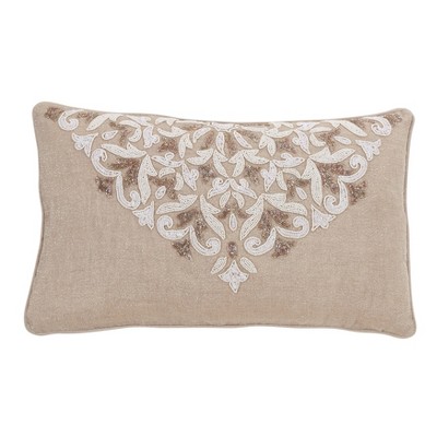 Saro Lifestyle Beaded + Embroidered  Decorative Pillow Cover