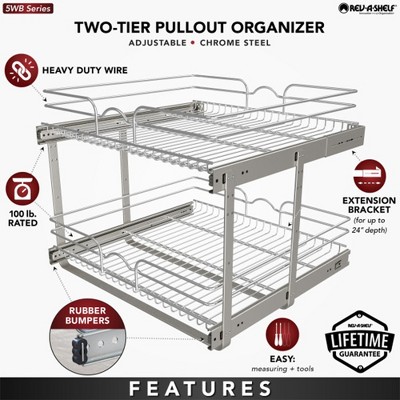 Chrome 24" x 22" 2-Tier Wire Basket Pull Out Shelf
