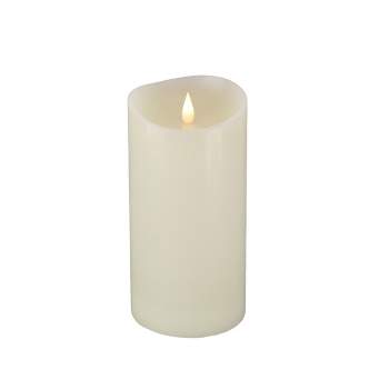 HGTV Home Collection Heritage Real Motion Real Motion Flameless Candle With Remote, Ivory with Warm White LED Lights, Battery Powered, 8 in