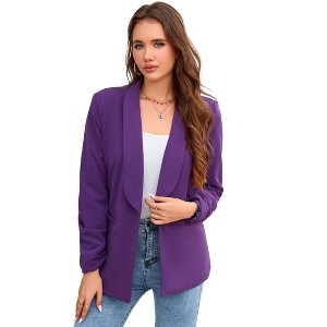 Coolmee Women's Long Sleeve Blazer Open Front Cardigan Jacket Work Office Blazer - 1 of 4