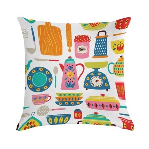 Doodle Teapot Pillow Covers 18x18 Decorative Throw Pillows Soft Square Cushion Covers for Couch Sofa Bedroom - 1 of 1