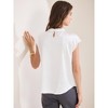 INSPIRE CHIC Women's Satin Cap Sleeve Pleated Neck Casual Office Blouse - 4 of 4