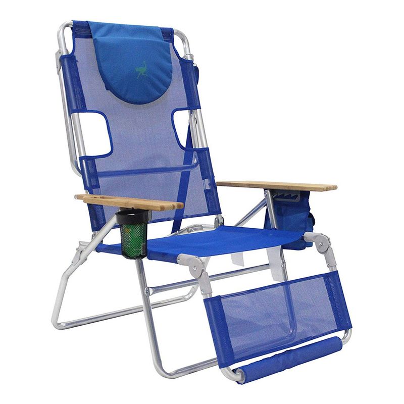 Ostrich 3-N-1 Lightweight Comfortable Altitude Outdoor Lounge Reclining 16-Inch Tall Beach Chair, Blue (2 Pack), 2 of 6