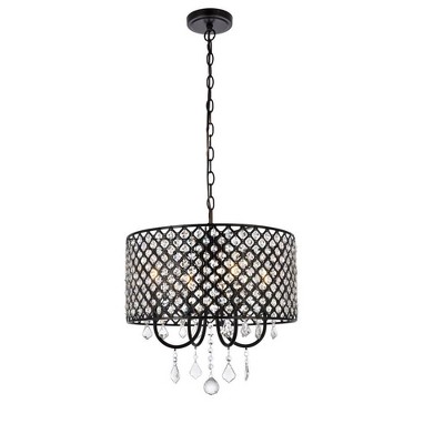 Elegant Lighting Elise 17 inch pendant in black