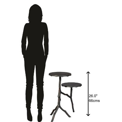 Transitional Twin-Twig 12'' Black/Brown Round Metal & Wood Table