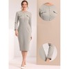 Allegra K Women's Elegant Tweed Contrast Button Decor Bodycon Midi Dresses - 2 of 4