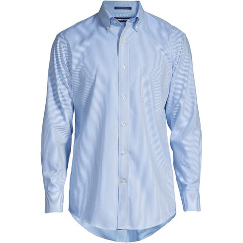 Lands' End Men's Pattern No Iron Supima Pinpoint Button Down Collar ...