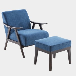 NicBex Linen Accent Chair,Upholstered Living Room Chairs with Mid-Height Backrest and Ottoman,Mid-Century Armchair,Accent Chairs for Living Room - 1 of 4