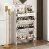 Hommoo Slim Wooden Shoe Cabinet With 3 Flip Drawers & 2 Top Compartments, Space-Saving Organizer For Hallway - 2 of 4
