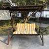 VisioGear 2PCS Set High Back Patio Chair Cushions, Tufted Rocking Chair Cushions, Adirondack Cushions, Yellow & White, 44''*22''*4" - 2 of 4