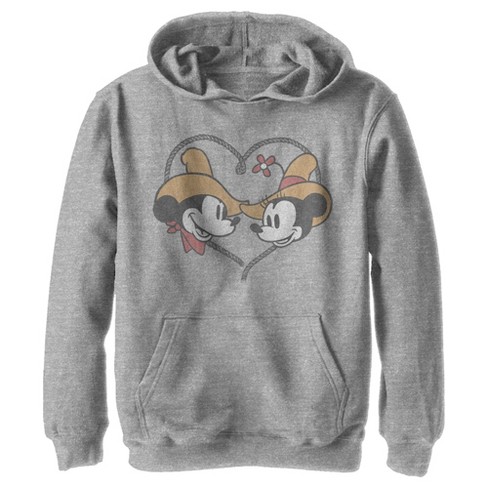 Mickey & Friends Boy's Mickey and Minnie Retro Cowboys Hoodie Gray