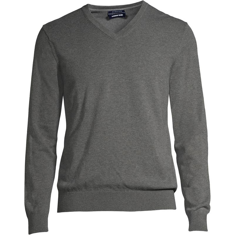 Lands' End Men's Classic Fit Fine Gauge Supima Cotton V-neck Sweater, 3 of 7