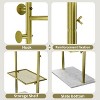 Artloge Heavy Duty Gold Pole Coat Rack Metal freestanding Clothing Rack Garment Hanger Stand With Shelf Hooks & Marble Base & Crossbar - 4 of 4