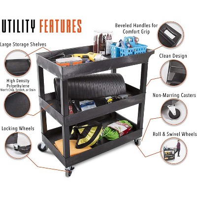 Tubstr 36" Heavy Duty Rolling Utility Cart with Locking Wheels