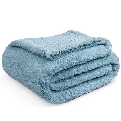 Dusty Blue Twin Sherpa Fleece Throw Blanket