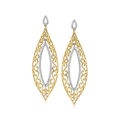 Ross-Simons 0.50 ct. t.w. Diamond Teardrop Earrings in 14kt 2-Tone Gold