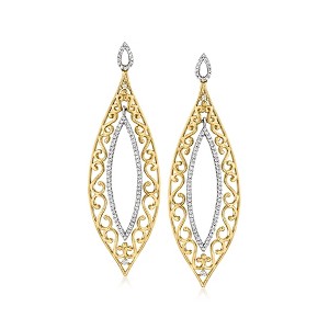 Ross-Simons 0.50 ct. t.w. Diamond Teardrop Earrings in 14kt 2-Tone Gold - 1 of 4