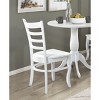TinyHomie White Finish 3pc Set Round Table and Two Chairs Set Wooden Ladder-Back Casual Farmhouse Style Kitchen Dining Room Furniture - 2 of 4