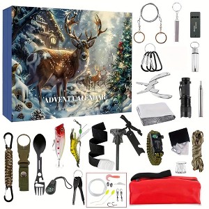 Men's Advent Calendar Survival Kit 24-Day Christmas Countdown Calendar, 24-Day Camping Survival Gear for outdoor adventure enthusiasts - 1 of 4