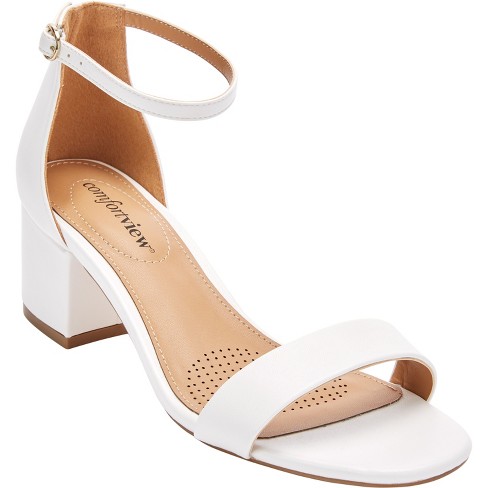 White wide width store sandals