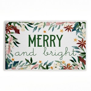 Stupell Industries Merry And Bright Seasonal Florals Printed Plush Bath Mat And Bath Rug, Design By Kim Allen, 18"X30" - 1 of 4