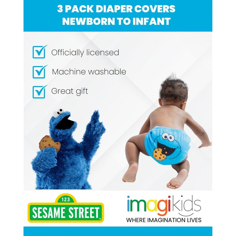Sesame Street Baby 3 Pack Diaper Covers Newborn to Infant, 3 of 8