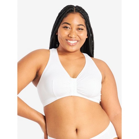 Leading Lady The Indy - Cotton Front-closure Lace Racerback Bra In White,  Size: 54cddd : Target