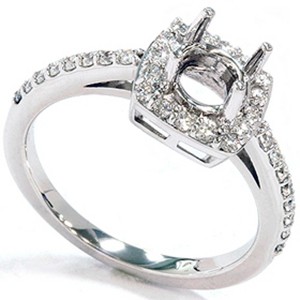 Pompeii3 1/3ct Diamond Halo 14K White Gold Engagement Ring Setting - 1 of 4
