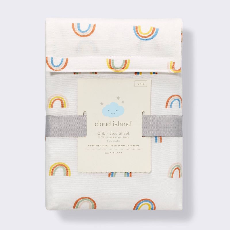 Cotton Fitted Crib Sheet - Rainbows - Cloud Island&#8482;, 5 of 6