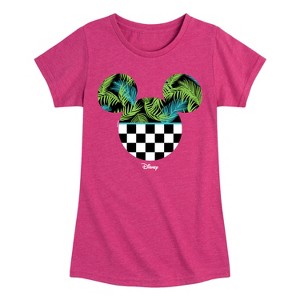 Girls' - Disney - Mickey Silhouette Tropical Vibe Fitted Short Sleeve Graphic T-Shirt - 1 of 4