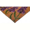 HomeRoots 17" X 29" Natural Black and Purple Coir Floral Hello Outdoor Door Mat - 4 of 4