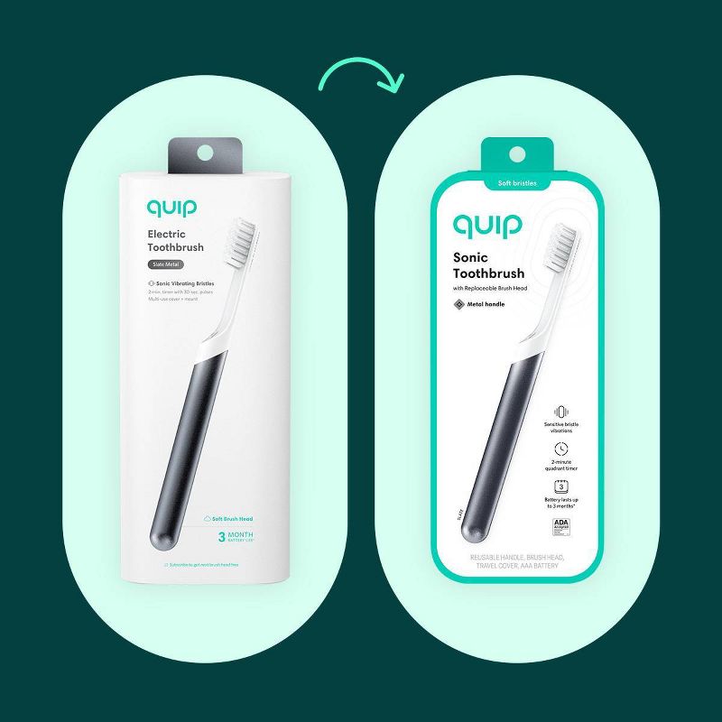 quip Sonic Electric Toothbrush - Metal | Timer + Travel Case/Mount, 5 of 17