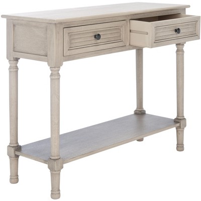 Greige Wood and Metal 2-Drawer Console Table