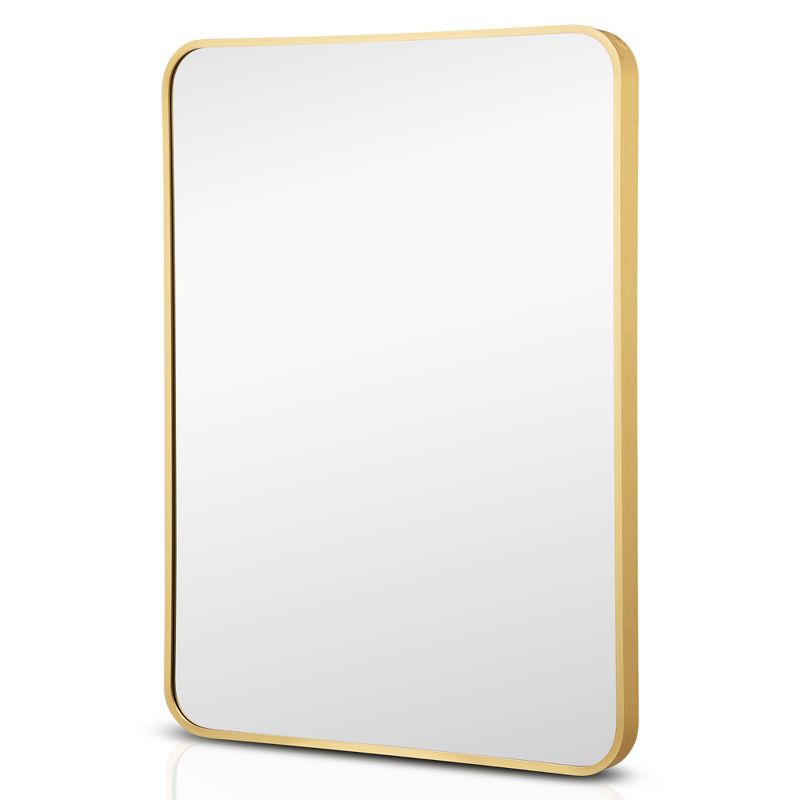 Costway 22''x 30''Bathroom Wall Mounted Mirror Aluminum Alloy Frame Decor Gold\Black, 1 of 11