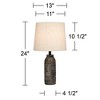 360 Lighting 24" High Mid Century Modern Farmhouse Rustic Table Lamps Set of 2 Black Finish Oatmeal Shade Living Room Bedroom Bedside Nightstand House - 4 of 4