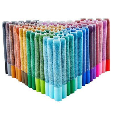 Bright Creations 100 Pack Glitter Glue Pens, 0.35 Oz Rainbow Glue Stick Set for Crafts, Slime Supplies, Scrapbooking, 20 Metallic Colors