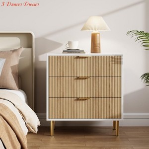 Entryway 3 Drawer Dresser, Wood Chest of Drawers Organizer Storage w/Handle, Small Storage Cabinet, Modern Design Dresser - 1 of 4