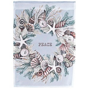 Dicksons Magnolia Garden Outdoor Flag Decoration For Garden, Yard, Or Walkway Standard 13 x 18, Weather Resistant Polyester, Seashell Wreath Peace - 1 of 2