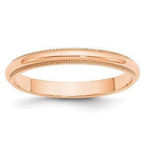 Black Bow Jewelry 3mm 10K Rose, White, or Yellow Gold Half Round Milgrain Standard Band - 1 of 3