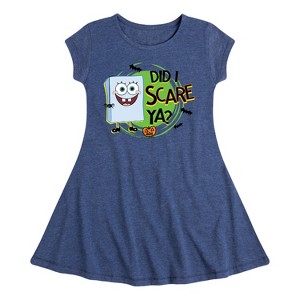 Girls' - SpongeBob SquarePants - Did I Scare Ya Fit & Flair Cap Sleeve Dress - 1 of 4