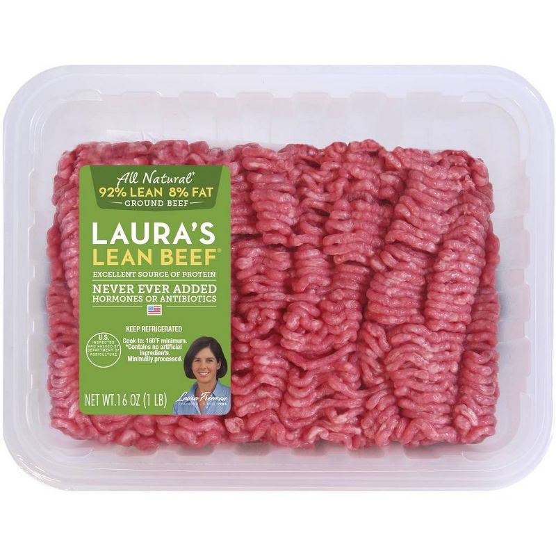 Laura's Lean Beef 92/8 Ground Beef - 1lb, 1 of 11