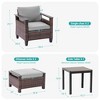 Sonkuki 5 Pieces PE Rattan Patio Chairs & Side Table, Patio Furniture with Cushion, Ottomans for Lawn, Sand - 3 of 4