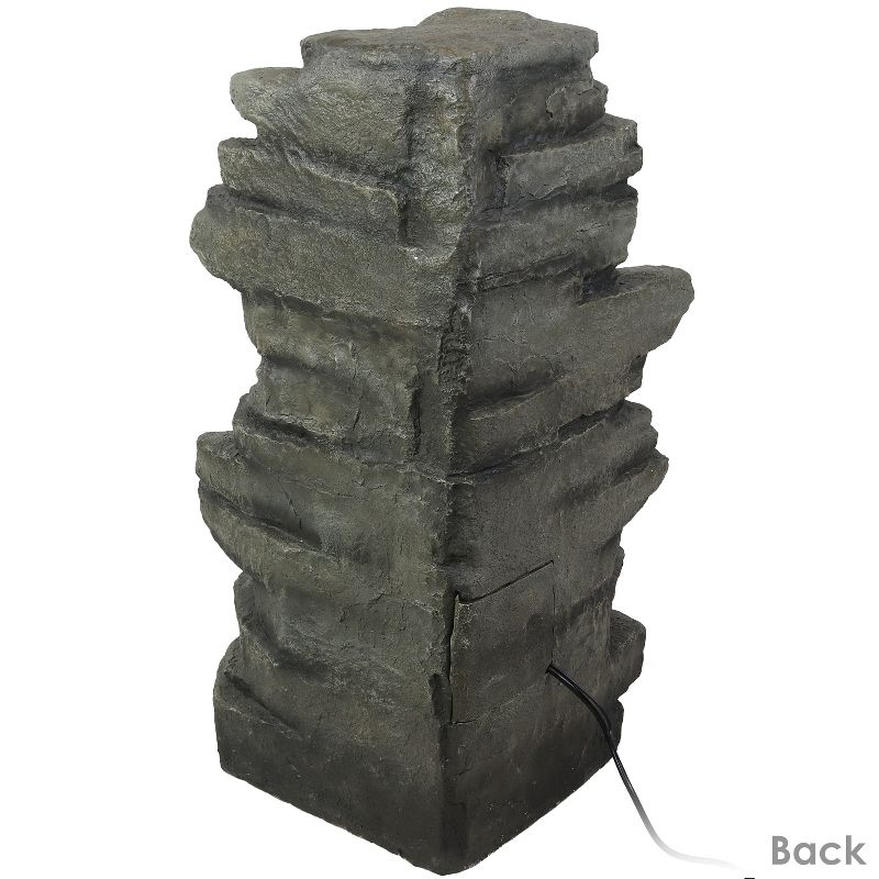 Sunnydaze 38"H Electric Polyresin and Fiberglass Stacked Shale Waterfall Outdoor Water Fountain with LED Lights, 3 of 16