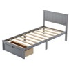 36.2 x 42.4 x 76 Inch Twin Bed Frame Storage Headboard with Under-Bed Storage Drawer Solid Stable Noise Free Easy Assembly for Home Bedroom Grey - 2 of 4