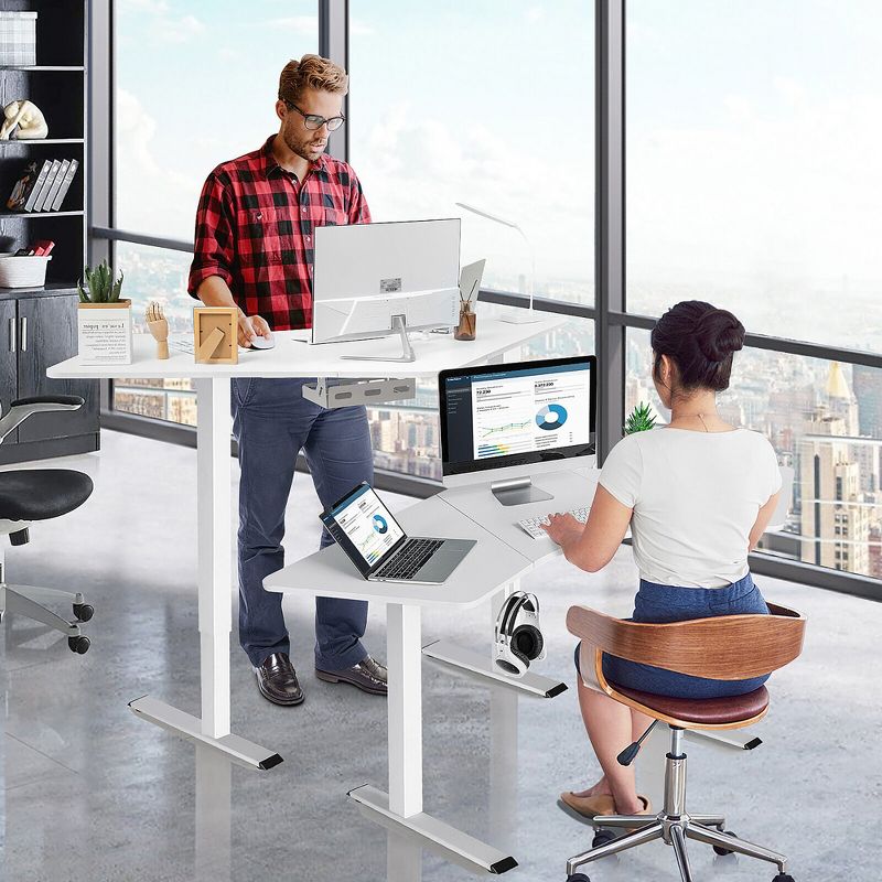 Tangkula Dual-Motor L Shaped Standing Desk Ergonomic Sit Stand Computer Workstation White, 3 of 11