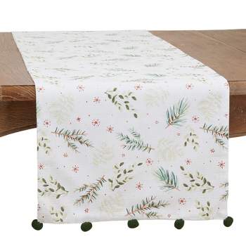 Saro Lifestyle Dining Table Runner With Christmas Foliage Design, Green, 16" x 72"