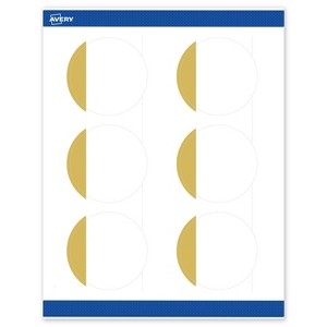 Avery Printable Round Labels, Gold-Dipped Edge, 3" Diameter, Matte White Round Labels, Permanent, Laser/Inkjet, 60ct, Great for Product Labels - 1 of 4
