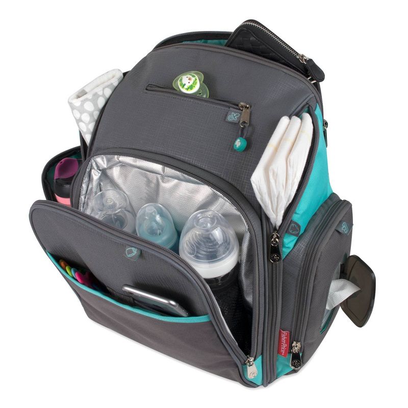 Fisher-Price Kaden Backpack Diaper Bag - Aqua/Gray, 4 of 10
