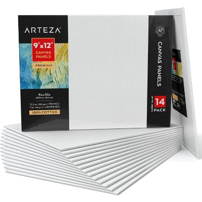 Arteza Canvas Panels, Premium, White, 9"x12", Blank Canvas Boards for Painting - 14 Pack (ARTZ-9526)